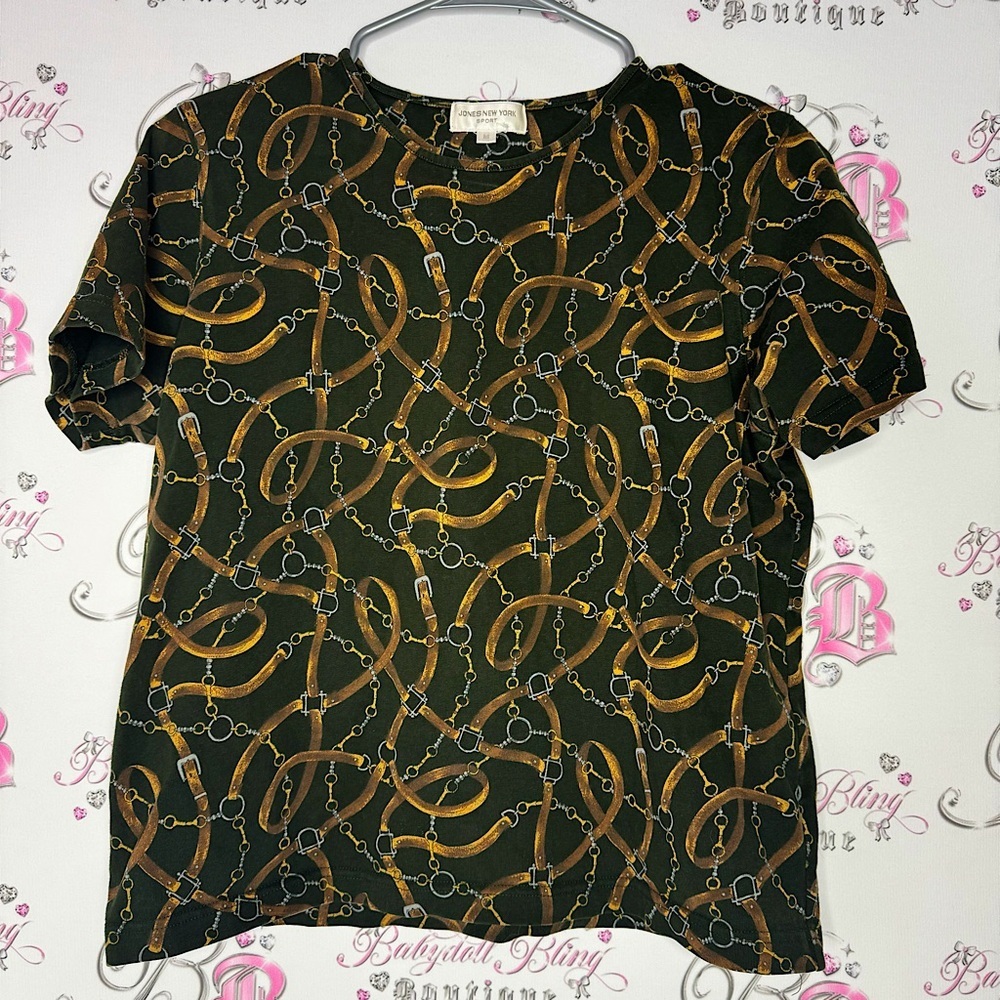 Jones New York sport horse bit chain ⛓️💥 chains ⛓️ top shirt luxury tshirt